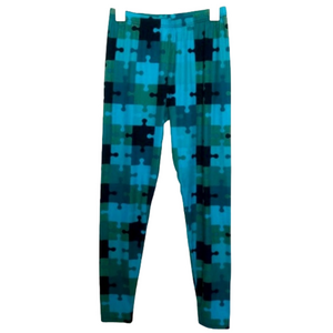 Blue, Black, & Green Puzzle Piece Leggings